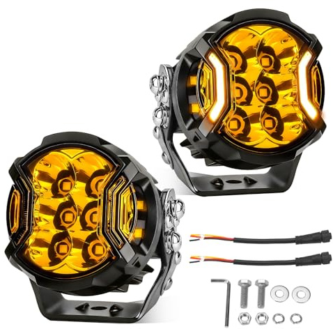 Chelhead Projecteurs LED 3 4x4 avec DRL Ambre IP68 12V, Lot de 2 | Feux longue portée 108W avec éclairage latéral, connecteur DT et boîtier étanche pour une excellente visibilité pour camion