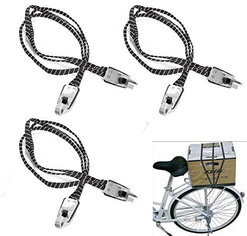 HLHome, corda elastica con ganci, per assicurare borse, bagagli a biciclette e moto, 3 pezzi