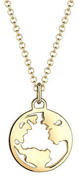Elli Halskette Damen Weltkugel Globus Wanderlust Reisen in 925 Sterling Silber Vergoldet