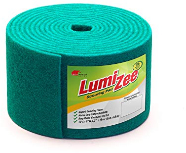 Green Scrubbing Pad Roll 19ft Economy Size Medium Duty Abrasive Scrub Sponge Scouring Pads 19ft x 6in x 0.3in (6m x 15cm x 8mm) Scrubby Tough Stains Cleaning Pans Dishes Stoves Bathroom Sinks Grills