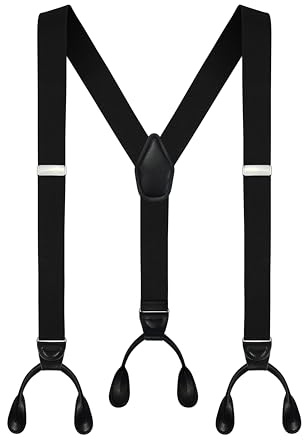 Moulen Herren-Hosenträger mit Y-Rücken, 3,6 cm breit, Knopfende, elastisch, verstellbar