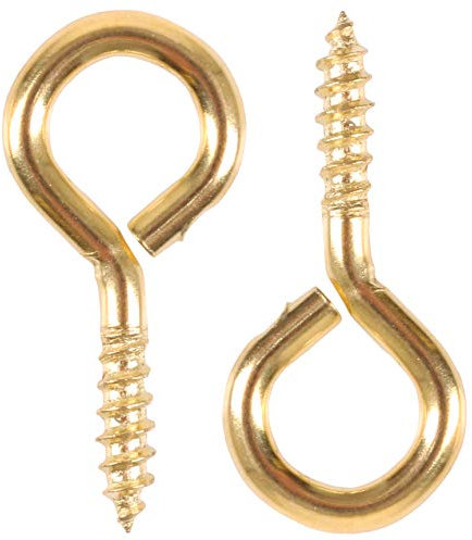 20x Brass Plated 30mm Screw in Vine Eyes Ideal for Garden Clothes Wire & Hanging Picture Frames
