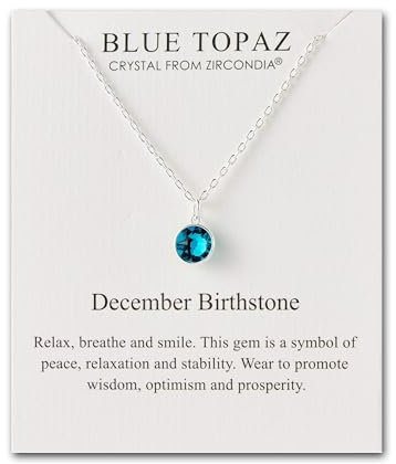 Philip Jones Dezember (Blauer Topas) Geburtsstein-Halskette mit Zircondia®-Kristallen