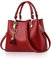 NICOLE & DORIS Damen Kleine Top Griff Henkeltasche Kunstleder Umhängetasche Handtasche Tote Shopper mit Anhänger Schlüsselring Rotwein