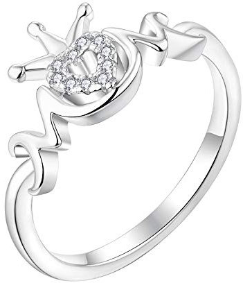 YL Mutter Ring 925 Sterling Silber geschliffen Zirkonia Mutter Krone Ring Geschenke für Mama Damen (Größe 55)