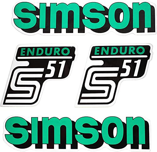 Set Aufkleber Simson S51 Enduro grün für Tank und Seitendeckel