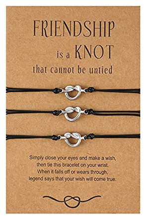 Kicomvi Liebesknoten-Unendlichkeits-Armband, Freunde, Schwestern, Freundschaft, Distanz-Armbänder, verstellbar, Liebesknoten, Kordel, geflochtenes Armband für Frauen und Mädchen, Schmuck, Metallseil,