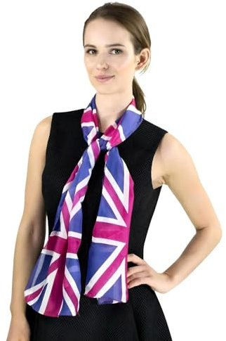 Basic Sense Sciarpa piccola con bandiera del Regno Unito, 100% seta, Blu reale, Etichettalia unica
