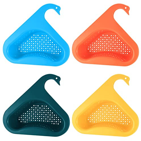 4 Unidades de Organizador para Fregadero, colador de Goteo Triangular, Bandeja de Filtro para Colgar, Cesta de Drenaje colador de Cocina