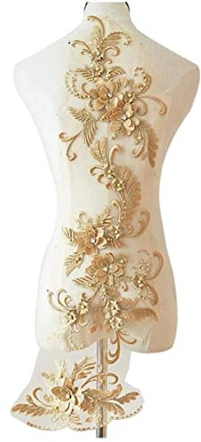 3d Spitze Applique Nähen Auf Perlen Patches Stickerei Blumenmotiv Perlen Spitzenbesatz Stoff Perle Applikationen Gold