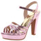 Lroey Reoly Sandali con Tacco Alto Donna, Sandali Punta Aperta Eleganti Tacco a Blocco Scarpe da Festa con Plateau Fibbia con Cinturino Alla Caviglia 070 Rosa Numero 42 EU