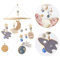 Promise Babe Mobile Baby Holz Windspiel mit Filzbällen Mond Sterne Weltraum Babyzimmer Holz Gehäkelt Mobile Neugeborene Junge Mädchen Bettglocke Anhänger zum Aufhängen Babybett Wickeltisch Star Moon