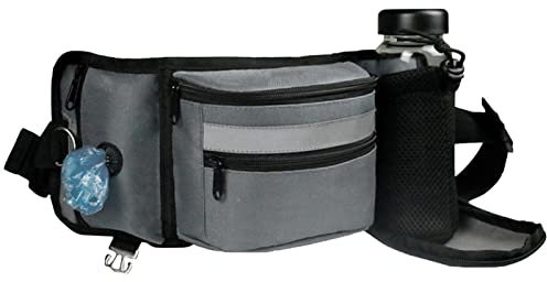 Hundetasche mit Wasserflaschenhalter, langlebig, für den Außenbereich, verstellbare Riemen, mehrere Taschen, Leckerli-Tasche für Training, Wandern, Outdoor,