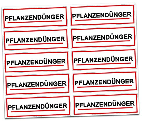 Finest Folia 10 x Aufkleber Pflanzendünger Dünger für Flaschen Behälter selbstklebend Hinweis Sticker wasserbeständig Garten Zubehör (R022-09 Pflanzendünger)