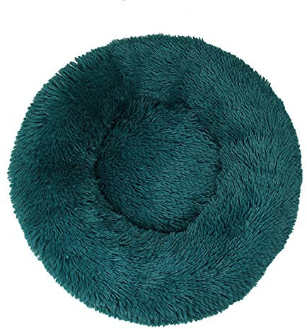 Lukery Dog Cat Donut Bed, Fluffy Plush Puppy Kitten Cuddler Round Bed, Warm and Soft Pet Cosy Anti Anxiety Beds for Small/Medium/Large Dogs (60CM,dark dark green)