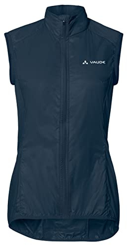 VAUDE Damen Fahrradweste Matera Air Vest, ultraleichte Windweste für den Radsport, wasserabweisende, winddichte Sportweste reflektierend, Passform: Slim fit, dark sea, 44