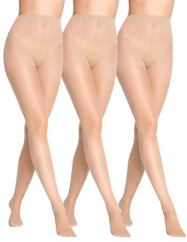 FFWTPY Medias para Mujer 10 DEN Translúcidas Medias Pantalones de Microfibra Medias Negras Elástico Leggings Pantalones para Mujeres Pack de 3
