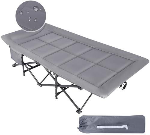 REDCAMP XL Feldbett mit Weich Auflage für Erwachsene 226 kg, Extra Breite Robust klappbett Campingbett Gästebett klappbar, Betten für Outdoor Camping Reisen Büro Indoor,Grau(technologietuch