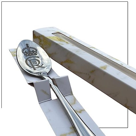 King Charles III 1 Rainbow Spoon with Marble White Gift Box, King Charles III's Coronation Gift, His Royal Majesty King Charles, Royal Highness, King of England