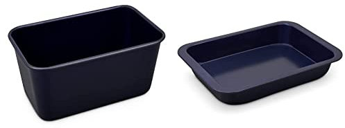 Zyliss E980199 Non-Stick Loaf Tin - 1.5L/2lb - Carbon Steel - Dark Blue - Bread Tin for Baking/Bakeware - Dishwasher Safe - 5 Year Guarantee,Black & E980190 Non-Stick Oven Tray | 30cm x 20cm