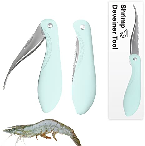 WhiteRhino Shrimp Deveiner Tool, Shrimp Peeler and Deveiner Tool, with Stainless Steel Blade and ABS Non-slip Handle, Folded Shrimp Cleaner Knife, Portable Prawn Shell Peeler for Kitchen (1 Pack)