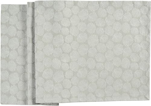 Sander Maritimes Jacquard Tischläufer - Shells - Muscheln auf Silbergrau - 50 x 140 cm