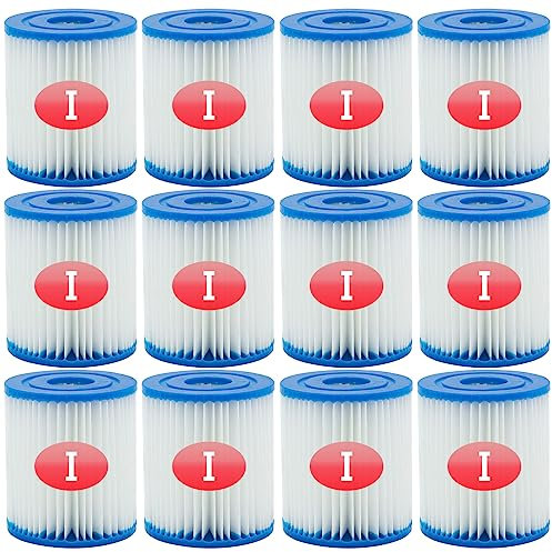 SKTLBB Lot de 12 cartouches de filtre de piscine de type I, 7,9 x 8,6 cm, taille I pour filtre de piscine, pompes filtrantes de piscine, remplacement universel