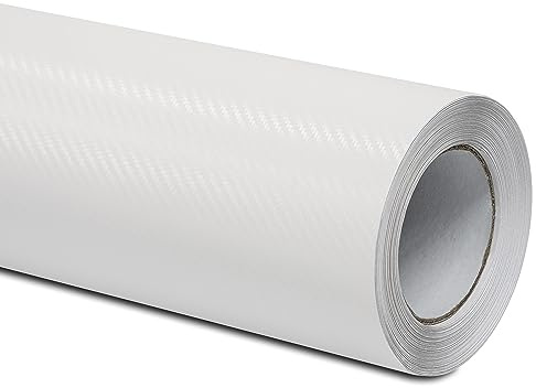 Folindo® Autofolie 3D Carbon Folie Auto Weiss (23€/m²) | 50 x 152 cm | Carbonfolie für Innenraum & außen | Selbstklebende Matt Glanz Luftkanal Folie zur Auto Folierung | Blasenfrei