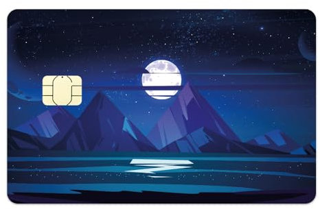 Night Moon Landscape Kreditkarten Aufkleber, EC Karten Aufkleber, Moon Card Sticker, Landscape Credit Card Skin Cover Sticker (Small Chip)