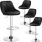 Yaheetech Lot de 4 Tabourets de Bar en Similicuir Hauteur Réglable de 86 cm à 107,5 cm Chaises de Bar Assise Pivotante Repose-Pied Carré Tabourets Hauts Cadre Métallique Galvanisé Noir