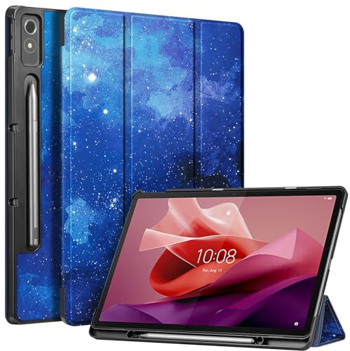 Fintie Hülle mit Stifthalter für Lenovo Tab P12 Tablet 12,7 TB370FU 2023, Ultradünne Flip Case Cover mit Auto Schlaf/Wach, Ständer Funktion, Sternenhimmel