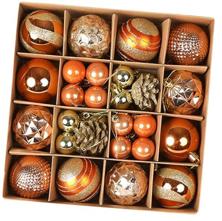 Oshhni 36 Stück Weihnachtskugeln, bruchsicher, Weihnachtsbaumschmuck, hängende Baumanhänger für Neujahr, Abschlussfeier, Orange