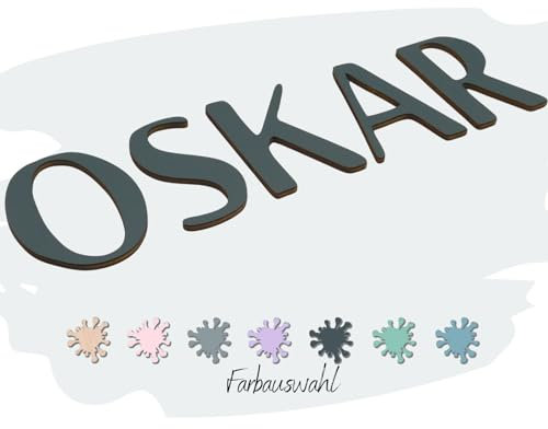 8cm Holzbuchstaben, personalisierte Türbuchstaben Kinderzimmer für Jungen und Mädchen, Kinderzimmerdeko, Taufgeschenk und Geburtsgeschenk inkl. Klebepads (ANTHRAZITGRAU)