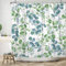 ASDCXZ Blätter Duschvorhang 180x200 cm, Frühling Aquarell Blau Grün Eukalyptusblätter Weiß Bad Waschbar Duschvorhänge Polyester Textil Wasserdicht Badevorhang für Badewanne mit 12 Haken