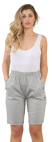 AR Paris Fashions® Ladies Cherry Berry Shorts - Women Plain 1/2 Length Stretch Fit Pull On Elasticated Waist Summer Hot Pants Short Plus Size 10-20