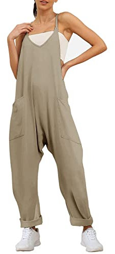 Abiti da donna con cinturino da indossare con stivali Tinta unita Estate 2024 Cerniera Abiti estivi per le donne 2024 Formale Un Pezzo Sling Spaghetti Strap V Neck Pagliaccetto Pagliacc, Grigio, XL