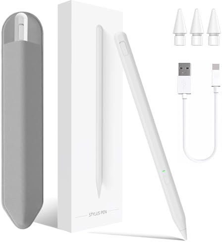 Stylus Pen for iPad 2018-2025 i-Pad 9th&10th&11th A16 Gen,Milikilo Stylus Pen with Pencil Holder,Palm Rejection iPads Air11&13(M2/M3),iPad Pro 11&13(M4),i-Pad 6th-10th,iPads Air 3/4/5 (White)