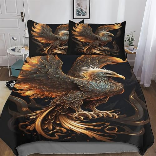 Phönix Bettwäsche Premium Atmungsaktive Angenehme Bettbezüge, Mikrofaser Bettdeckenbezug, Erwachsene Kinder 2teilig Bettbezug + Kissenbezug Single (135x200cm)