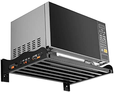 Estante Flotante Rejilla Para Horno Tostador Cocina Negra Rejilla Para Horno Microondas Estante Para Horno Eléctrico Rejilla Para Panadería Montada En La Pared Estantes Cubos/Negro/80 * 35 Cm