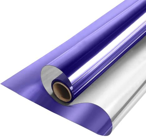 MOCNT Film Fenetre sans Tain Film Miroir pour Fenêtre Anti Regard Film Autocollant de Protection Solaire Film Teinte de Vitre Adhésif Privée Film Violet Argent 40cmX200cm