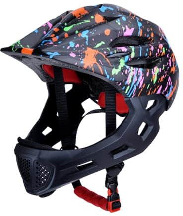 rockible Casco Da Bici per Bambini Con Luci, Casco Da Ciclismo Migliore Ammortizzazione, Casco Integrale Leggero per Bici Da Equilibrio, Skateboard, Pattini a Rotelle, Bici Da Strada, Nero