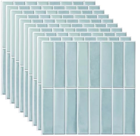 3D Selbstklebend Fliesenaufkleber,Abziehen und Aufkleben,Wandfliesen,Selbstklebende Fliesen für Küche, Schlafzimmer, Akzent-Wanddekoration (10 Stück Blau B 30 * 30cm Dicke 1.2mm)