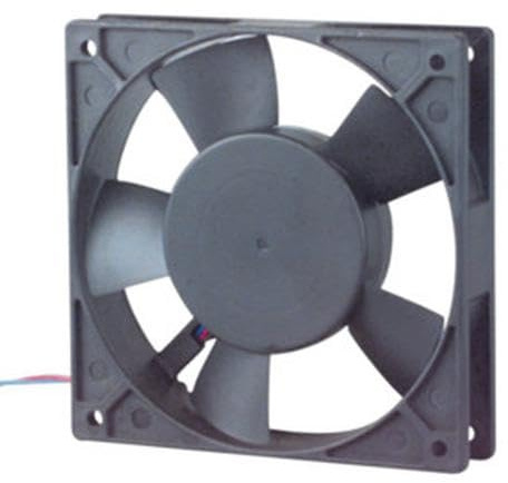 Ventilador 120x120x25 mm, 24V, tipo cojinete a fricción, ideal para refrigeración y ventilación en equipos electrónicos.