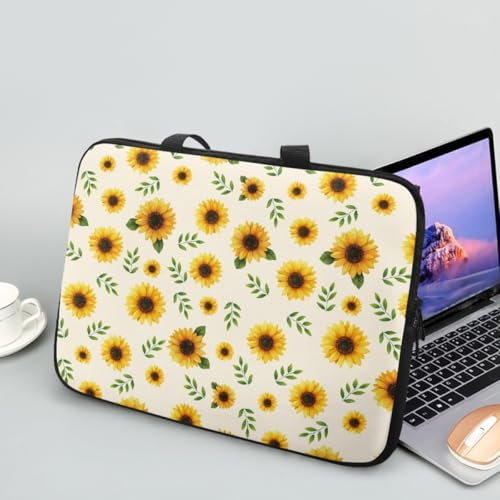 Hiseng Sac D'ordinateur Portable pour 10-17 Pouce Sacoche pour Ordinateur Portable Porte-Documents Sacs À Main, Ordinateur Portable Ordinateur Portable Sacs (15,Tournesol)
