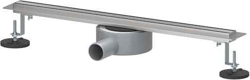 SONNI Edelstahl Duschrinne 50 cm | Haarsieb - Randablauf | Schlank Schmal 15 mm Platte | Komplettset Ablauf 360° Drehbar | Siphon mit Geruchsstop