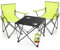 BigDean 2 Stück Campingstuhl mit Campingtisch faltbar – Faltstuhl in Neon Grün mit Getränkehalter & Tragetasche ideal für Camping, Festival & mehr