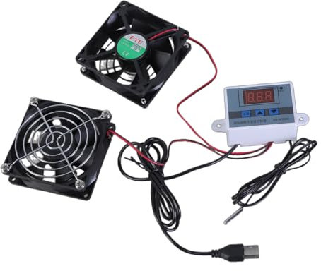 Ventilador silencioso USB para gabinetes con control de termostato de 0 a 40 ℃, ventilador de refrigeración de bajo ruido, entrada 5V1A, cable USB de 110 cm