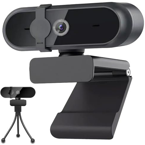 Gubbett Webcam 1080P Full HD, Webcam PC avec Microphone, Caméra Web USB avec Trépied, pour Ordinateur de Bureau et Portable, pour Vidéo, Études, Vidéoconférence, Enregistrement, Jeux, Cours en Ligne