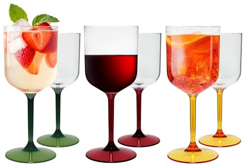 WUITOKI Aperol Spritz Gläser Plastik bunt, 6 Stück, 42cl, wiederverwendbar, spülmaschinenfest, Aperitifgläser, Cocktail