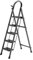 Scaletta in acciaio a 5 gradini Sgabello a piedi pieghevole scala con piedi antiscivolo max 150 kg-152 x 87 x 39 cm - 5 gradini (nero)